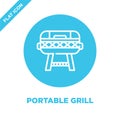portable grill icon vector from bbq and grill collection. Thin line portable grill outline icon vector  illustration. Linear Royalty Free Stock Photo