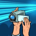 Portable hand-held video camera Royalty Free Stock Photo