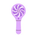 Portable handheld electric fan. Mini cooling hand fan. Portable equipment for summer travel in the heat