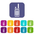 Portable handheld radio icons set Royalty Free Stock Photo