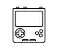 Portable handheld retro gaming console. Outline icon. Object isolated on white background