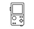 Portable handheld retro gaming console. Outline icon. Object isolated on white background