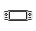 Portable handheld retro gaming console. Outline icon. Object isolated on white background