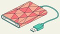 Portable Hard Drive Icon with USB Cable for Data, vector design Generative AI Royalty Free Stock Photo