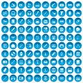 100 portable icons set blue