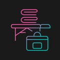 Portable massage table gradient vector icon for dark theme