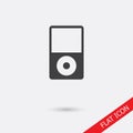 Portable media player. Flat web icon or sign isolated on grey background. Collection modern trend concept design style illu Royalty Free Stock Photo