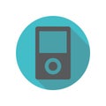 Portable media player long shadow icon. Simple thin line, outline vector of restaurant icons for ui and ux, website or mobile Royalty Free Stock Photo