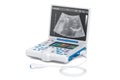 Portable medical ultrasound diagnostic machine, scanner. 3D rend Royalty Free Stock Photo