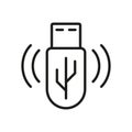 Portable Memory Stick Line Icon. USB Equipment Linear Pictogram. Data Storage, Flash Disk Outline Symbol. Electronic Royalty Free Stock Photo