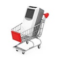 Portable Mobile Room Air Conditioner in Shopping Cart Trolley. 3d Rendering