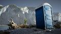 Portable mobile toilet in the beach. chemical WC cabin Royalty Free Stock Photo