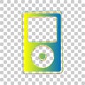 Portable music device. Blue to green gradient Icon with Four Roughen Contours on stylish transparent Background. Illustration