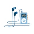 Portable music player with headphones vector Royalty Free Stock Photo