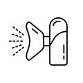 Portable nebulizer icon. Linear logo of medical inhaler. Black illustration of individual device with micro atomization for