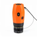 Portable Orange Digital Handheld Microscope on White Royalty Free Stock Photo