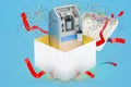 Portable Oxygen Concentrator inside gift box, 3D rendering