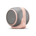 Portable Pink and Gray Wireless Speaker with Round Design on White Background Royalty Free Stock Photo