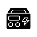 Portable power station black glyph icon