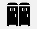 Portable Toilet Icon Public Restroom Bathroom WC Room Hygiene Lavatory Two Pair Set Male Female Shape Sign Symbol EPS Vector Royalty Free Stock Photo