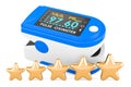 Portable Pulse Oximetry with five golden stars, 3D rendering