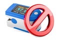 Portable Pulse Oximetry with forbidden symbol, 3D rendering