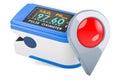 Portable Pulse Oximetry with map pointer. 3D rendering