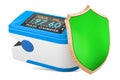 Portable Pulse Oximetry, pulse oximeter fingertip with shield, 3D rendering