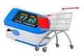 Portable Pulse Oximetry with shopping cart, 3D rendering