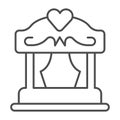 Portable puppet theater with curtains and heart thin line icon, theater concept, stage vector sign on white background Royalty Free Stock Photo