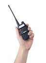 Portable radio transceiver in hand Royalty Free Stock Photo