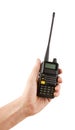 Portable radio transceiver in hand Royalty Free Stock Photo