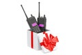 Portable radios walkie-talkie inside gift box, gift concept. 3D