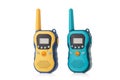 Portable radios Walkie talkie isolated on white background, color mobile phone kids toys