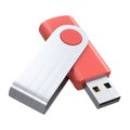 Portable red USB flash drive stick for workspace isolated on white background Royalty Free Stock Photo