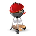 Portable round barbecue with cap bbq grill icon on white Royalty Free Stock Photo