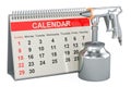 Portable Sand Blaster Gun with desk calendar, 3D rendering
