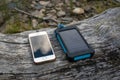 Portable solar panel for charging mobile devices Royalty Free Stock Photo