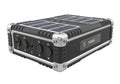 Portable solar-powered device with multiple outlets and solar panels on top in a rugged case Royalty Free Stock Photo