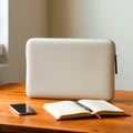 Portable Speaker Notebook Phone Workspace Setup Royalty Free Stock Photo