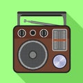 Portable speaker radio icon, flat style