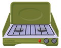 Portable stove cartoon icon. Outdoor cooking equipment