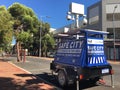 Portable surveillance police camera on city steet