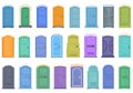 Portable toilet icons set cartoon vector. Wc potty