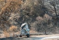 Portable toilet melts from the wildfire near Lake Berryessa