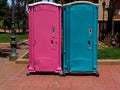 Portable toilets pink for men and blue for women