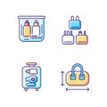 Portable travel essentials RGB color icons set Royalty Free Stock Photo