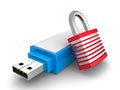 Portable USB Flash Drive With Security Padlock Royalty Free Stock Photo