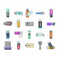 Portable usb flash drives collecting digital data storage Royalty Free Stock Photo