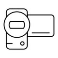 Portable video camera thin line icon. Cinema camera vector illustration isolated on white. Home video outline style Royalty Free Stock Photo